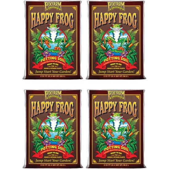 FX14047 Happy Frog pH Adjusted Organic Plant Garden Potting Soil Mix Bag, 2 Cubic Feet (4 Pack)