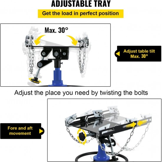 Transmission Jack, 1100 lbs Hydraulic Telescoping Transmission Jack, 33-67 High Lift, 2-Stage Floor Jack Stand 1/2 Ton Capacity with Foot Pedal, 360° Swivel Wheel, Garage/Shop Lift Hoist