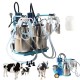 Cow Milking Machine Electric Piston Milking Machine for Cows 25L+25L 304 Stainless Steel Double Buckets for Cattle Milker Machine 20-24Cows/H Cows Milking Equipment 750W