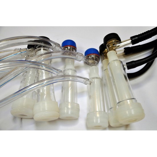 Goat Milker Machine Component/Replacement:Claw Cluster/Inflation Shells teat-cups liners+Hoses Clear Poly PVC See Through Silicone Portable Family Farm Station Bottom Unload Relief Valve