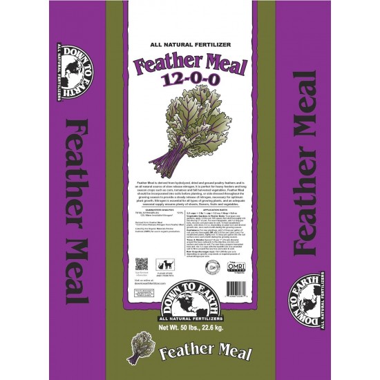 Down to Earth Feather Meal 12-0-0, 50 lb. - for all types of growing plants, shoots, flowers, fruits and vegetables