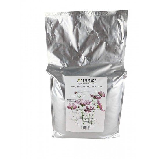 Greenway Biotech's Monoammonium Phosphate Fertilizer 12-61-0 Contains 12% Nitrogen and 61% Phosphorus- The Ultimate Plant Growth and Blooming Enhancer for Hydroponics and Soil Use - 25 Pounds