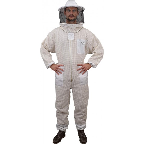 420 Aero Beekeeping Suit with Round Veil, S, Summer Beige