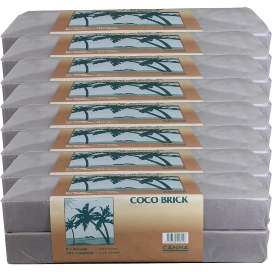 Coco Brick 40L Expandable Natural Plant Medium Soil Substrate, 40 Liter Expanded - 8 Liter Dry, Reusable (8)