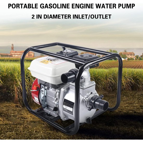 Gas Engine Water Pump, 6.5HP 210cc 158-Gpm 2-Inch Gasoline Engine Portable Water Pump, Pull Recoil Start System (6.5HP 210cc 158 Gpm)