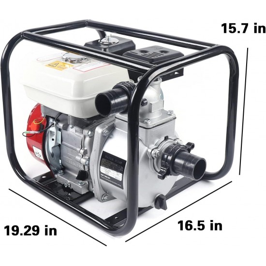 Gas Engine Water Pump, 6.5HP 210cc 158-Gpm 2-Inch Gasoline Engine Portable Water Pump, Pull Recoil Start System (6.5HP 210cc 158 Gpm)