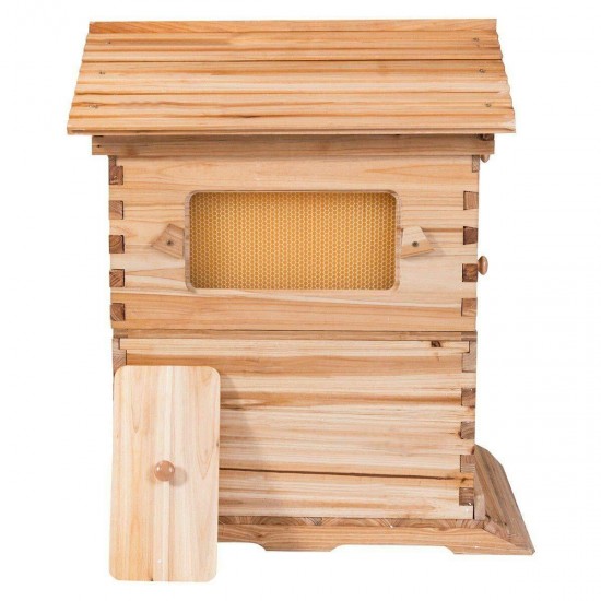 Flows Hive Beehive Kit Automatic Wooden Bee Hive House Kit Beehive Boxes with 7 Pieces Comb Honey Frames for Beginning and Professional Beekeepers