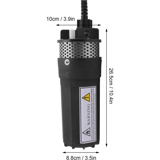 12V DC Solar Energy Water Pump, 1.72GPM/6.5LPM Flux Deep Well Submersible Pump 70m Lift, Dry Run, for Irrigation, Pond, Remote Water Needs, Outdoor Garden, Car Wash Bilge (Black)