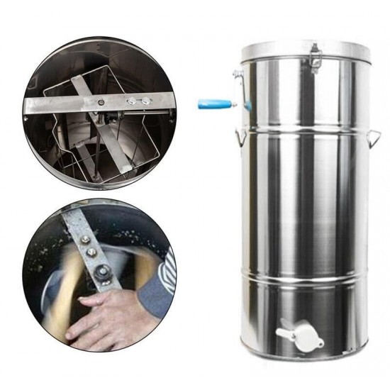 2 Frame Honey Extractor Separator, Manual Honey Extractor Stainless Steel Beekeeping Pro Extraction Apiary Centrifuge Equipment with Seal Snap Lock