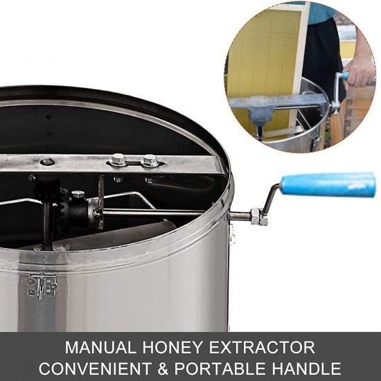 2 Frame Honey Extractor Separator, Manual Honey Extractor Stainless Steel Beekeeping Pro Extraction Apiary Centrifuge Equipment with Seal Snap Lock