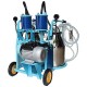 50L Electric Milking Machine 110V Milking Equipment Bucket Milker 20-24 Cows/H Capacity with Double Piston and Double Stainless Steel Buckets for Cows 1440 RPM