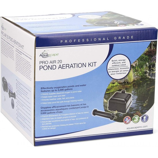 Pro Air 20 Pond Aerator and Aeration Kit with Tubing and Self-Cleaning Diffuser, Out-door Rated| 61009