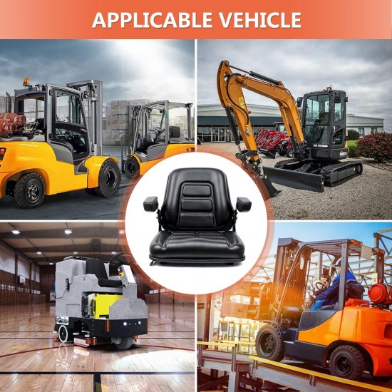 Universal Fold Down Forklift Seat,Micro Switch,Armrest for Tractor,Excavator Skid Loader Backhoe Dozer Telehandler ZTR's