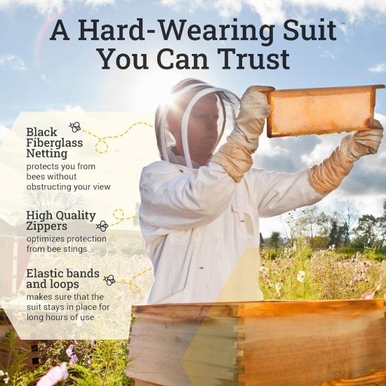 Ventilated Bee Jacket - 3 Layer mesh Body Comfort - Sting Less Protection with Easy Access Veil YKK Zippers Beekeeping Ventilated Jacket Beekeeping Vail Jacket Beekeeper Costume Adult 8XL