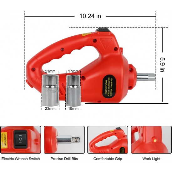 Hydraulic Car Jack Kit, 5 Ton Vehicle Car Lift with Integrated Air Pump & Impact Wrench 5 in 1 Electric Truck Trailer Floor Jack Stand Roadside Emergency First Aid Tire Repair Tool Kit