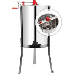 4 Four Frames Manual Crank Honey Extractor #304 Stainless Steel Beekeeping Pro Extraction Equipment Honeycomb Spinner Drum Honey Separator Commercial Honey Centrifuge with Adjustable Stands