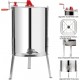 4 Four Frames Manual Crank Honey Extractor #304 Stainless Steel Beekeeping Pro Extraction Equipment Honeycomb Spinner Drum Honey Separator Commercial Honey Centrifuge with Adjustable Stands