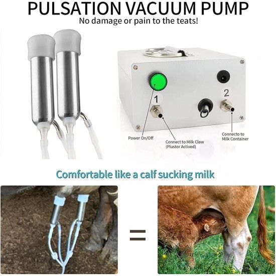 Cow Milking Machine Portable Cow Milking Machine, 5L/7L/14L Pulsation Vacuum Pump Milker, Electric Livestock Milking Equipment, Auto-Stop Milking Machine for Cows (Color : Cattle, Size : 7L)