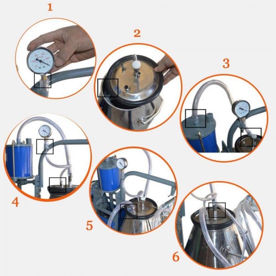 Milker Machine Electric Milking Machine 25L Single Bucket Single Handle for Farm & Household Cow and Goat Milking Machine 110v/220v (for Cow, 110V)