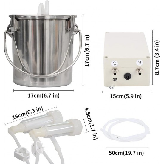 Electric Pulsation Milking Machine, Piston Vacuum Pulsation Milking Machine Goat Milking Supplies for Cows Cattle or Sheep, Portable Livestock Milking Equipment