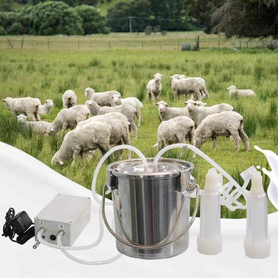 Cow/Goats Milking Machine, Portable Pulsation Vacuum Pump Livestock Milking Equipment, Automatic Stop Device