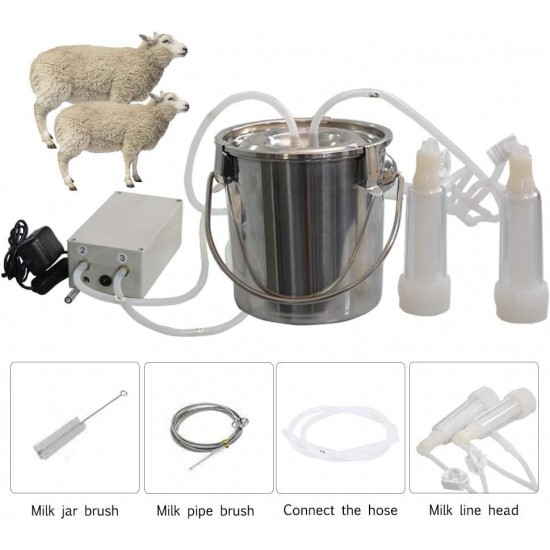 Electric Pulsation Milking Machine, Piston Vacuum Pulsation Milking Machine Goat Milking Supplies for Cows Cattle or Sheep, Portable Livestock Milking Equipment