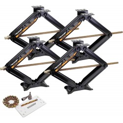 Set 4 Libra 24 6000lbs RV Trailer Camper Stabilizer Leveling Scissor Jacks w/Dual Power Drill sockets & mounting Hardware Set