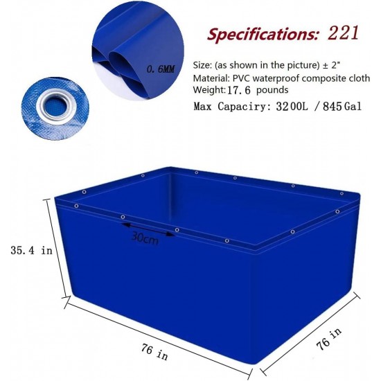 Pool Above Ground Aquarium Pool Pond,Canvas Fish Pond,Portable Water Storage Tank Foldable,Fish Pond Reservoir,Large Aquaculture Pool,Fish Pool for Breeding Koi,Water Storage/cistern