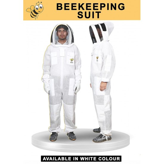 Three Layer Ultra Ventilated Mesh Sting Proof Beekeeper, Beekeeping, Protective Bee Suit with Fencing Veil for Men & Women (XL)