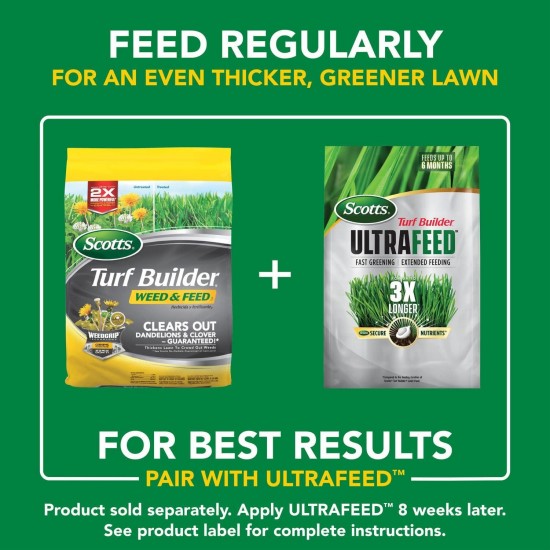 Turf Builder Weed & Feed3, Weed Killer Plus Lawn Fertilizer, Controls Dandelion and Clover, 15,000 sq. ft., 42.87 lbs.