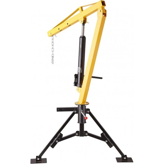 Hydraulic Pickup Truck Hitch Mounted Crane, 1000 lbs Capacity, 360° Swivel, Yellow