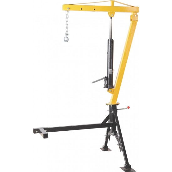 Hydraulic Pickup Truck Hitch Mounted Crane, 1000 lbs Capacity, 360° Swivel, Yellow