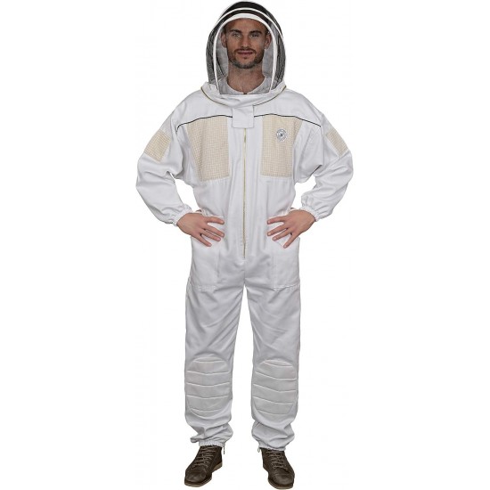 431 Ventilated Beekeeping Suit with Fencing Veil, 6XL, Linen White