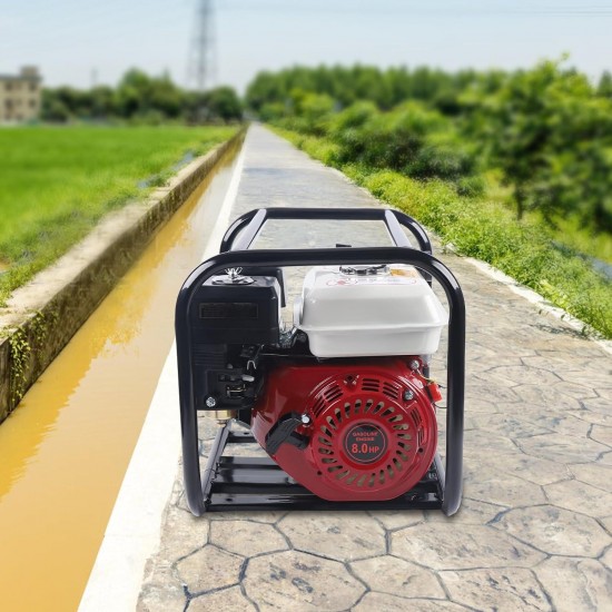 6.5HP 4Stroke Gas Powered Water Transfer Pump 2 Inch Portable Petrol Power Pumps Gas Water Semi Trash Pump Manual Garden Pond Pumps Irrigation Transfer Pump For Farmland Fruit Field