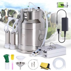 15L Rechargeable Cow Milker Machine Electric Pump Pulsating Portable Battery Powered Cow Milking Machine Automatic Vacuum Pump Adjustable with 304 Stainless Steel Bucket (for Cow)