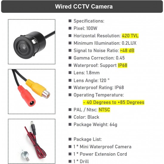 KUIDAMOS Mini CCTV Camera,120 Degree Wide Angle