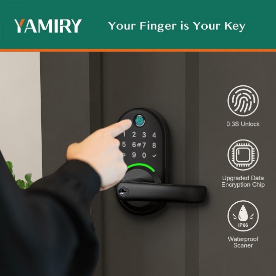 Smart Door Handle Lock with Keypad：Yamiry Fingerprint Lock