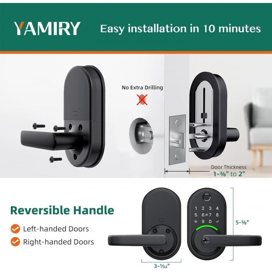 Smart Door Handle Lock with Keypad：Yamiry Fingerprint Lock