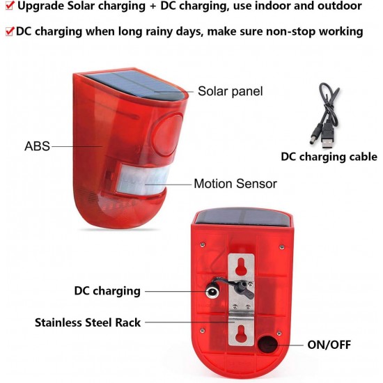 Solar Sound & Light Alarm Motion Sensor