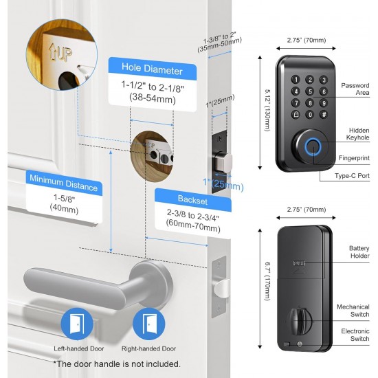 Smart Locks for Front Door, 4-in-1 Keyless Entry Door Lock