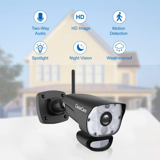 CasaCam Powered HD Spotlight Camera for Wireless Security System