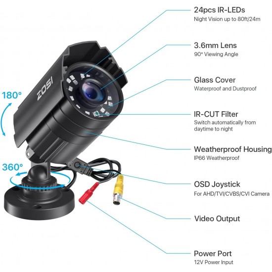 ZOSI 1080P CCTV Camera Hybrid 4 in 1 HD Home Security Camera System