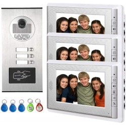 AMOCAM 3 Units Apartment Video Intercom System