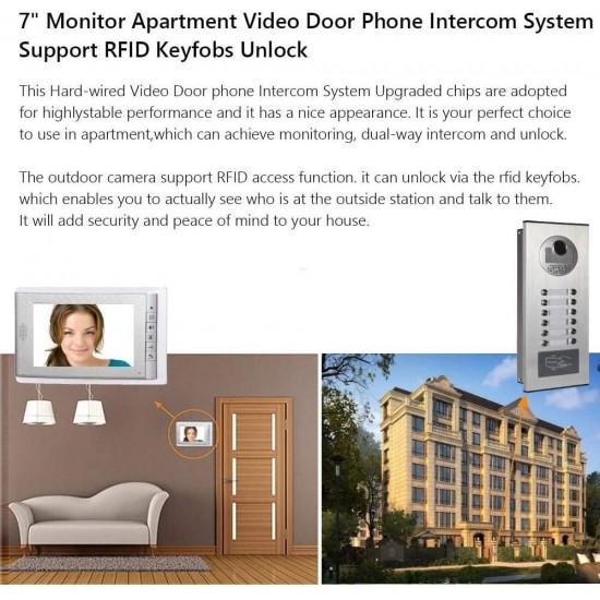 AMOCAM 3 Units Apartment Video Intercom System