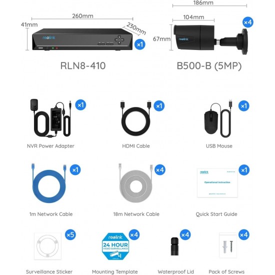 REOLINK 8CH 5MP PoE Security Camera System