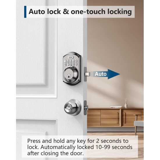 TEEHO Keyless Entry Door Lock with Keypad - Smart Deadbolt Lock