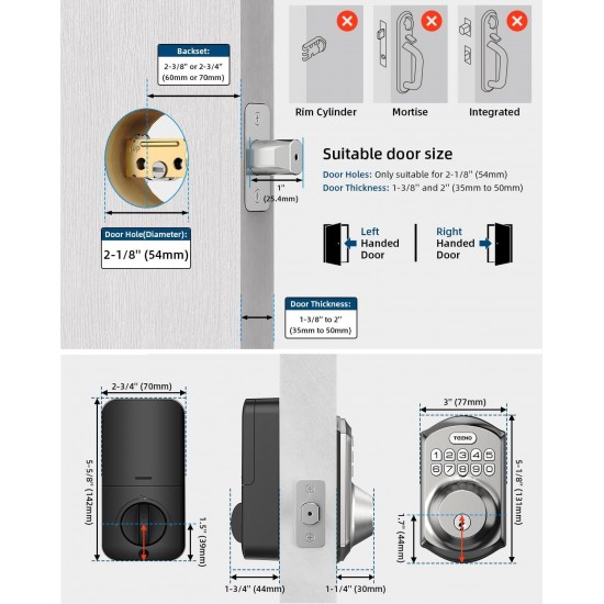 TEEHO Keyless Entry Door Lock with Keypad - Smart Deadbolt Lock