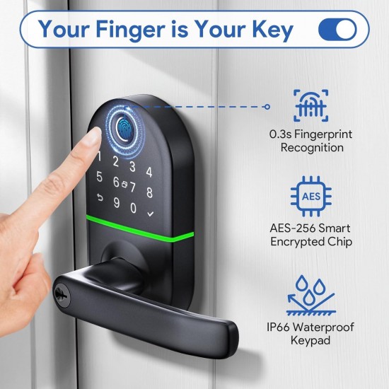 Fingerprint Smart Door Lock - Keyless, Keypad Entry - Biometric, Easy Install