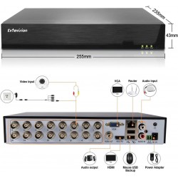 Evtevision 16 Channel Security CCTV DVR,1080p Lite 5-in-1 Hybrid Video Recorder