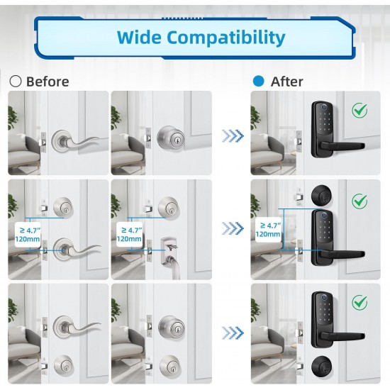 Smart Door Lock with Handle -Fingerprint Smart Lock for Home